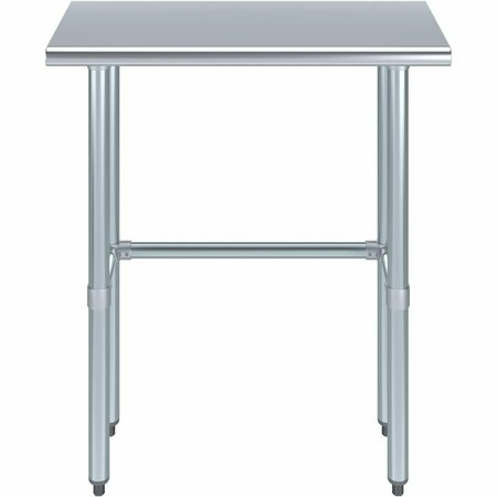 Amgood 14 in. x 30 in. Open Base Stainless Steel Metal Table WT-1430-RCB-Z